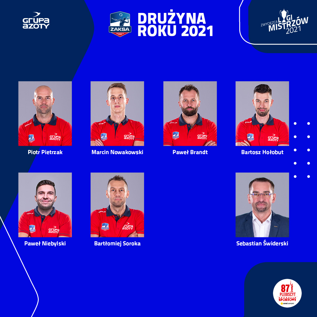 ZAKSAofficial's tweet photo. Wyróżnienie #DrużynaRoku 2021 otrzymał niezwykły zespół, przypomnijmy sobie raz jeszcze nazwiska wszystkich Zwycięzców Ligi Mistrzów 2021 #ZLM21 #CLVolleyM #SportowiecRoku #GalaMistrzowSportu
➡️ https://t.co/vueJCb0QCJ https://t.co/9homkcHtfY