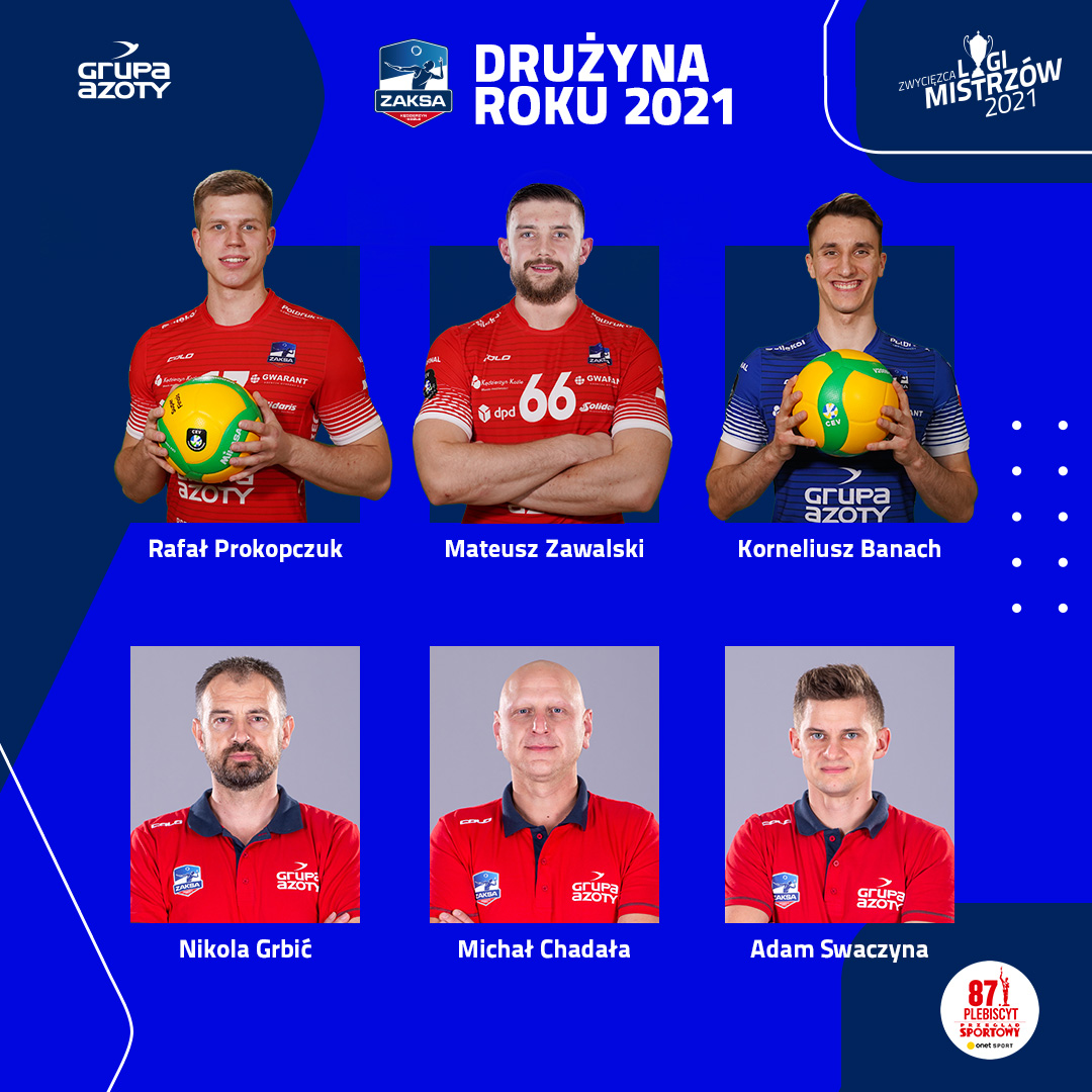 ZAKSAofficial's tweet photo. Wyróżnienie #DrużynaRoku 2021 otrzymał niezwykły zespół, przypomnijmy sobie raz jeszcze nazwiska wszystkich Zwycięzców Ligi Mistrzów 2021 #ZLM21 #CLVolleyM #SportowiecRoku #GalaMistrzowSportu
➡️ https://t.co/vueJCb0QCJ https://t.co/9homkcHtfY