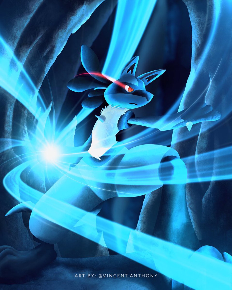 I drew Lucario using Aura Sphere. Enjoy! (wallpaper quality, more in  comments) : r/pokemon