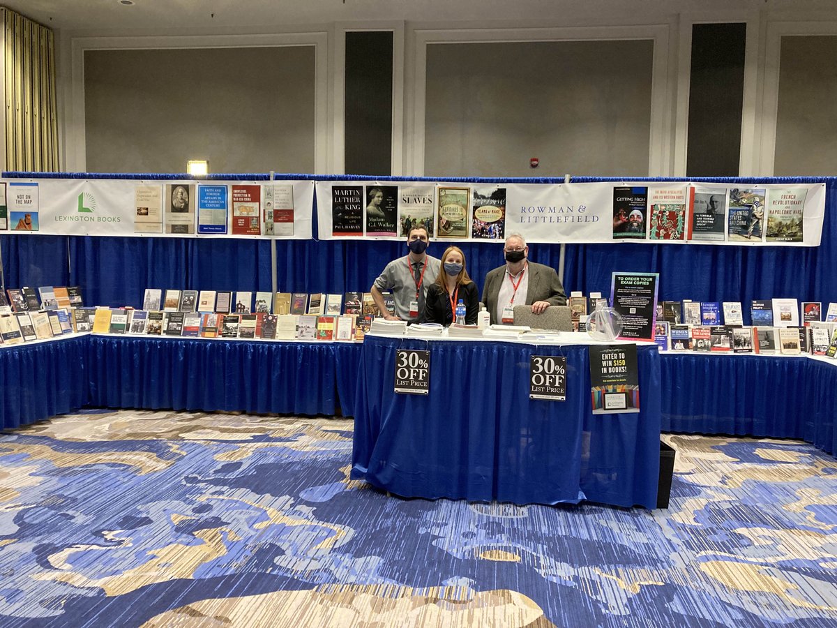 RLPublisher's tweet photo. Last day for #AHA22! Here’s an editor pic of Eric, Katelyn, and @jonsiskrowman at @AHAhistorians. Stop by if you’re in New Orleans👇📚 https://t.co/gKwuA118DS