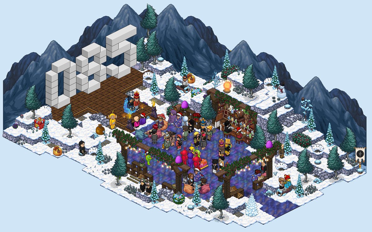 HabboCoolGuyz's tweet photo. Each year @ImperialHabbo hosts a Christmas Bingo for their employees and VIP's. Just like last year I got to make the room and went all out this time. I'm very proud with the design and WIRED which brought the room together. See you all next year at the bingo! 🎲🎲🎲 https://t.co/5VvydTIGWE