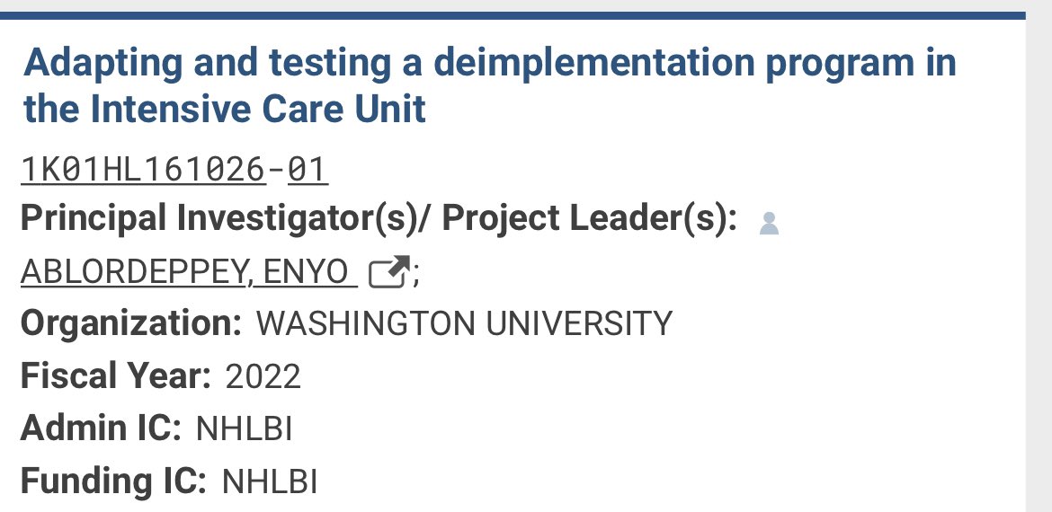 EnyoA (@eaa5683) on Twitter photo Nope! 🤯 Not a dream, I’m on NIH RePORTER for my 1st extramural K award!! So many to thank: WashU support, mentors, peers & @nih_nhlbi for giving me a chance! 🙌🏾<a href="/WUSTL_EM/">WashU EM Residency</a> @WUSTL_AnesRsrch <a href="/K12MTIS/">K12 MTIS</a> <a href="/avidan_michael/">Michael Avidan</a> <a href="/S_Haroutounian/">Simon Haroutounian</a> <a href="/Byron_Powell/">Byron J. Powell</a> <a href="/elvingeng/">Elvin Geng</a> <a href="/robgereau/">Rob Gereau</a> <a href="/TeddyDanielz/">Daniel Theodoro MD MSCI</a> Nope! 🤯 Not a dream, I’m on NIH RePORTER for my 1st extramural K award!! So many to thank: WashU support, mentors, peers & @nih_nhlbi for giving me a chance! 🙌🏾<a href="/WUSTL_EM/">WashU EM Residency</a> @WUSTL_AnesRsrch <a href="/K12MTIS/">K12 MTIS</a> <a href="/avidan_michael/">Michael Avidan</a> <a href="/S_Haroutounian/">Simon Haroutounian</a> <a href="/Byron_Powell/">Byron J. Powell</a> <a href="/elvingeng/">Elvin Geng</a> <a href="/robgereau/">Rob Gereau</a> <a href="/TeddyDanielz/">Daniel Theodoro MD MSCI</a>