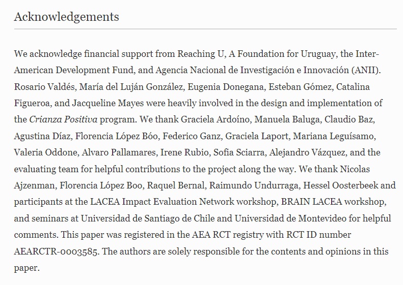 "Programa de mensajes a familias para ayudar en crianza, vía <a href="/WhatsApp/">WhatsApp</a>, resultó efectivo".
Nos acaban de publicar este paper -basado en Economia del Comportamiento- con <a href="/AnaInesBalsa/">Ana Ines Balsa</a> y <a href="/J_Bloomfield_/">Juanita Bloomfield</a> <a href="/EmpresasUM/">Empresas y Economia</a> <a href="/um_umpe/">UMPE | UM</a> <a href="/UnivMontevideo/">Universidad de Montevideo</a> Agradecimientos👇 link.springer.com/article/10.100…