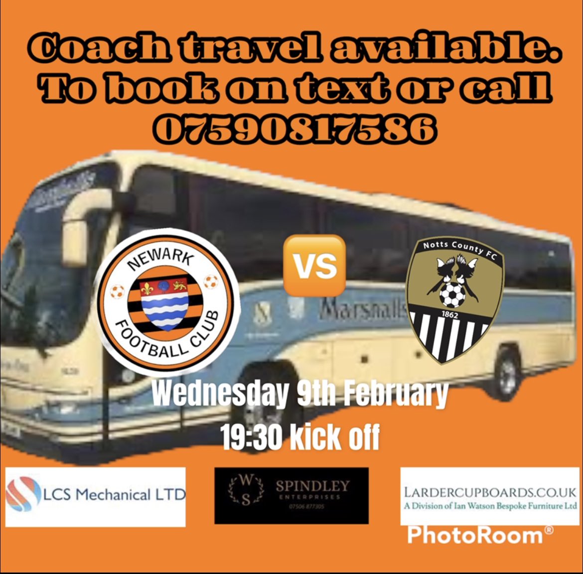 Wednesday 9th February we host @Official_NCFC in the Notts Senior cup. Coach travel from now available. #NewarkFC #NonLeague #TheHighwayMen