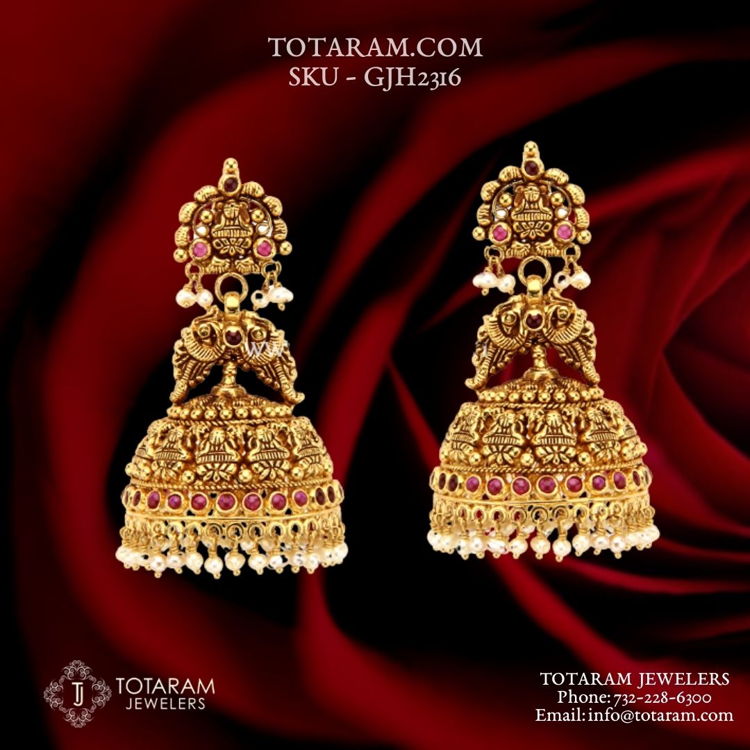 22k Gold Earrings Jhumka , Handmade Vintage Pure Traditional MARWAR Design  Indian Style WEDDING Dangle Jhumki Earrings Chandelier - Etsy