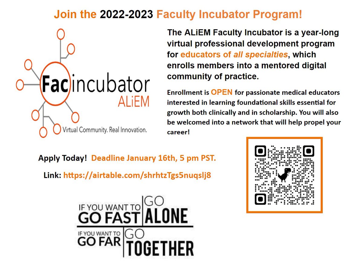 Anant Patel (@anantpatels) on Twitter photo If you are interested in improving your #MedEd knowledge with an amazing group to network with. Please consider applying to this program! <a href="/ALiEMteam/">Academic Life in EM</a> faculty incubator. Application deadline extended to 1/16! aliem.com/faculty-incuba… If you are interested in improving your #MedEd knowledge with an amazing group to network with. Please consider applying to this program! <a href="/ALiEMteam/">Academic Life in EM</a> faculty incubator. Application deadline extended to 1/16! aliem.com/faculty-incuba…