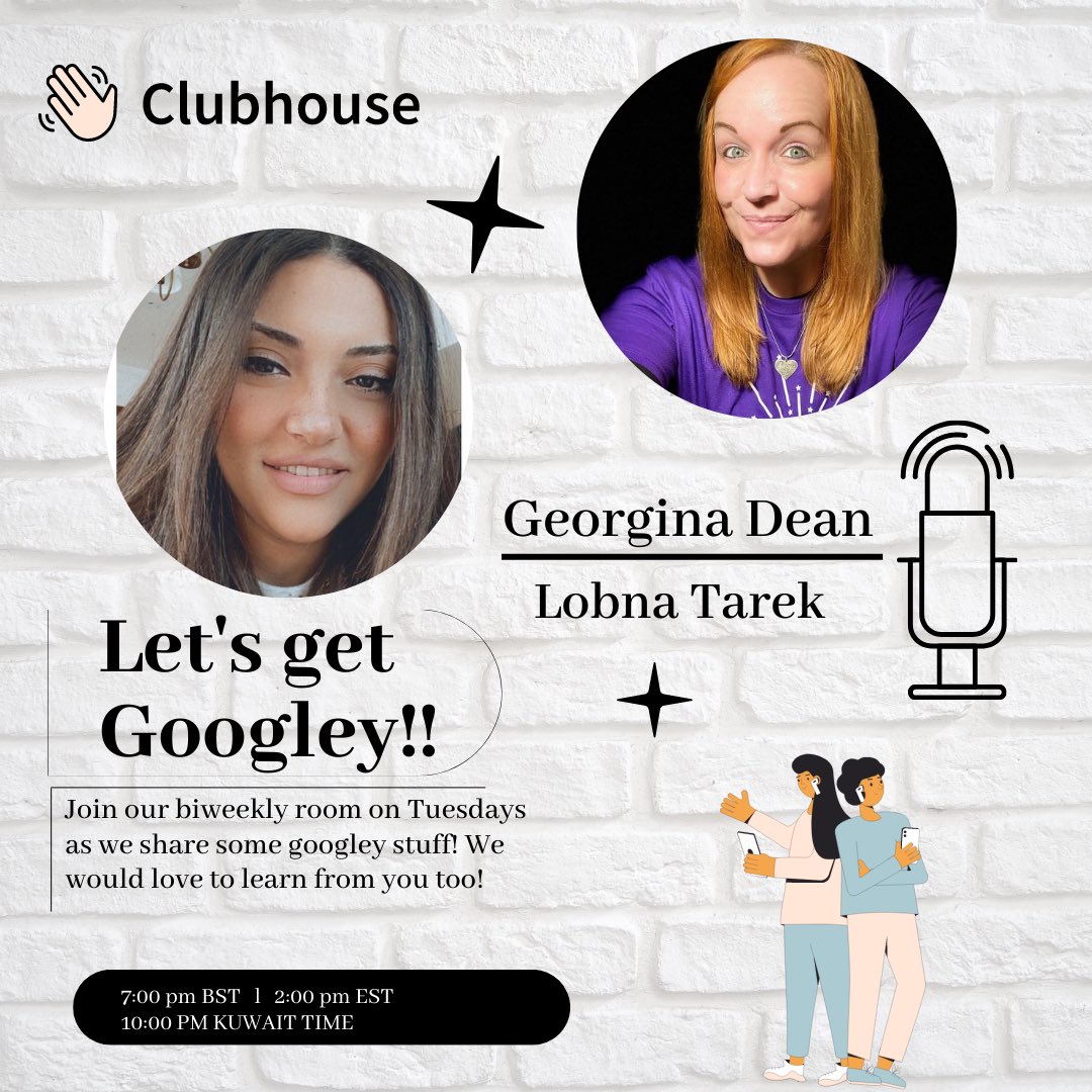 Join me and Georgina this Tuesday on Clubhouse and let's get Googley!! 😎@TechyLeaderEDU  <a href="/Clubhouse/">Clubhouse</a> <a href="/GEGKuwait/">GEG Kuwait</a> #sundaySPARKs x.com/i/spaces/1DXGy…