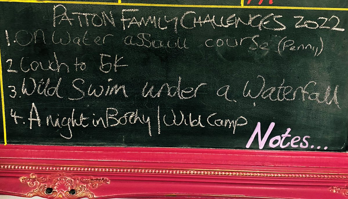 Family challenges decided for 2022. We each decided on a challenge that we will complete together. A great way to spend quality family time, working as a team &amp; planning. Let’s do this 2022. Suggestions of locations etc greatly received.
