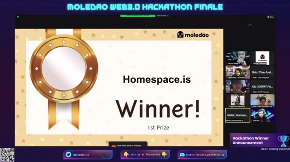 moledao_io's tweet photo. Announcing our #web3hackathon winners!

🥇@HomespaceNFT
🥈@TitanAnalytics_
🥉@ChfryFinance

Congratulations to all winners and thank you everyone for making this hackathon a success! 

This is not the end, but merely the beginning. 

Let's all #BUIDL on! https://t.co/xXviGX25HS