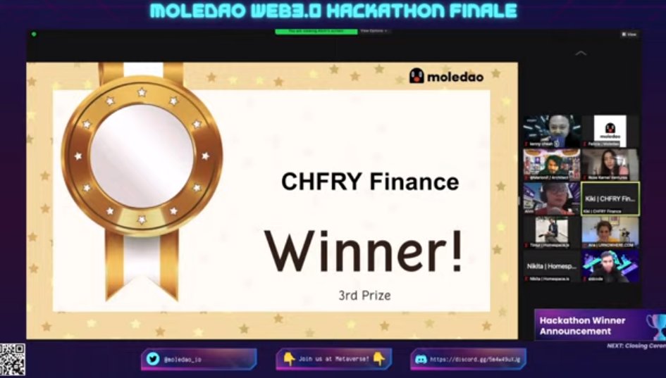 moledao_io's tweet photo. Announcing our #web3hackathon winners!

🥇@HomespaceNFT
🥈@TitanAnalytics_
🥉@ChfryFinance

Congratulations to all winners and thank you everyone for making this hackathon a success! 

This is not the end, but merely the beginning. 

Let's all #BUIDL on! https://t.co/xXviGX25HS