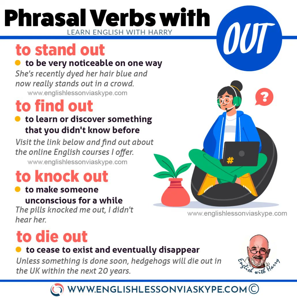 Learn 13 phrasal verbs with OUT. Click the link to learn more ➡️➡️ bit.ly/3F7VqaN @englishvskype #LearnEnglish #Vocab #englishlanguage #ingles #englishlearning #englishphrases