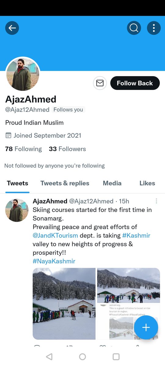 Masratzahra's tweet photo. Yet another deplorable act by fake twitter bots/paid user IDs pretending to be real people and propagating false narratives on Kashmir.This profile has used my brother’s pictures (taken from the internet)and is pretending to be a ‘Proud Indian Muslim’.Who are you trying to fool? https://t.co/wHzUMPBT0y