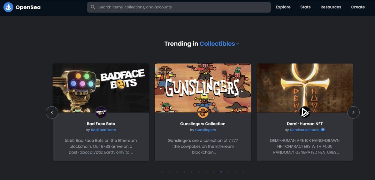 Amidst the @Twitter chaos, @gunslingersnft // @GunslingersTemp  is trending on <a href="/opensea/">OpenSea</a> for the "collectibles" category right now.