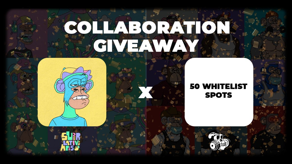 We have officially partnered with <a href="/JackedApeClub/">ً</a> ! 💪🐵X 🌈🐵

Tune in Sunday to our #SlapeSpace on Twitter. 10 of their WL spots will be given away LIVE to some listeners!

For your chance at some WL spots:
-❤️&amp;RT
-Tag 3 Frenss 
-Follow @SuperlativeApes &amp; <a href="/JackedApeClub/">ً</a>