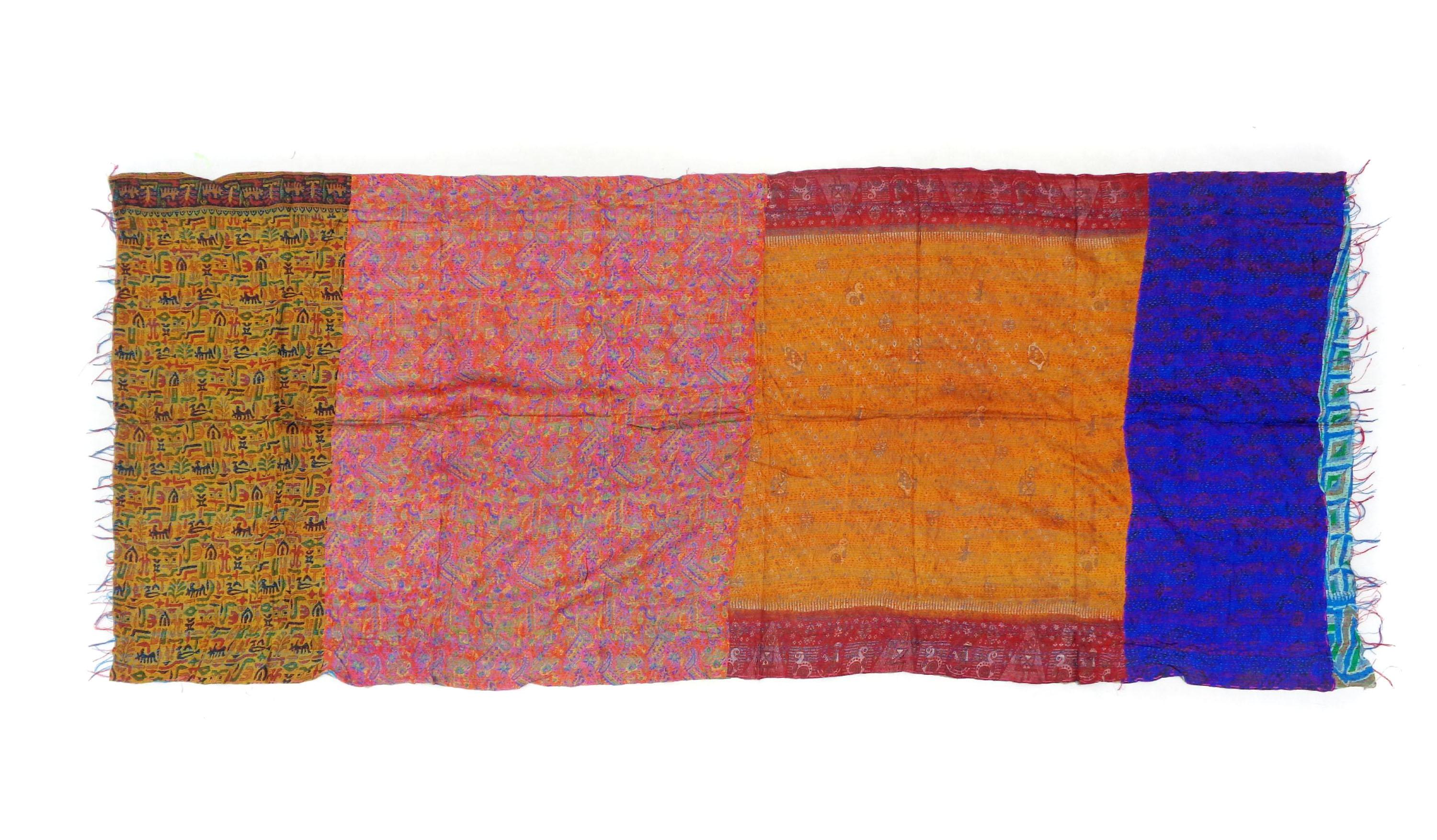 Handmade long Silk Kantha Scarf Neck Wrap Stole Dupatta Hand Quilted Women Gypsy KN22