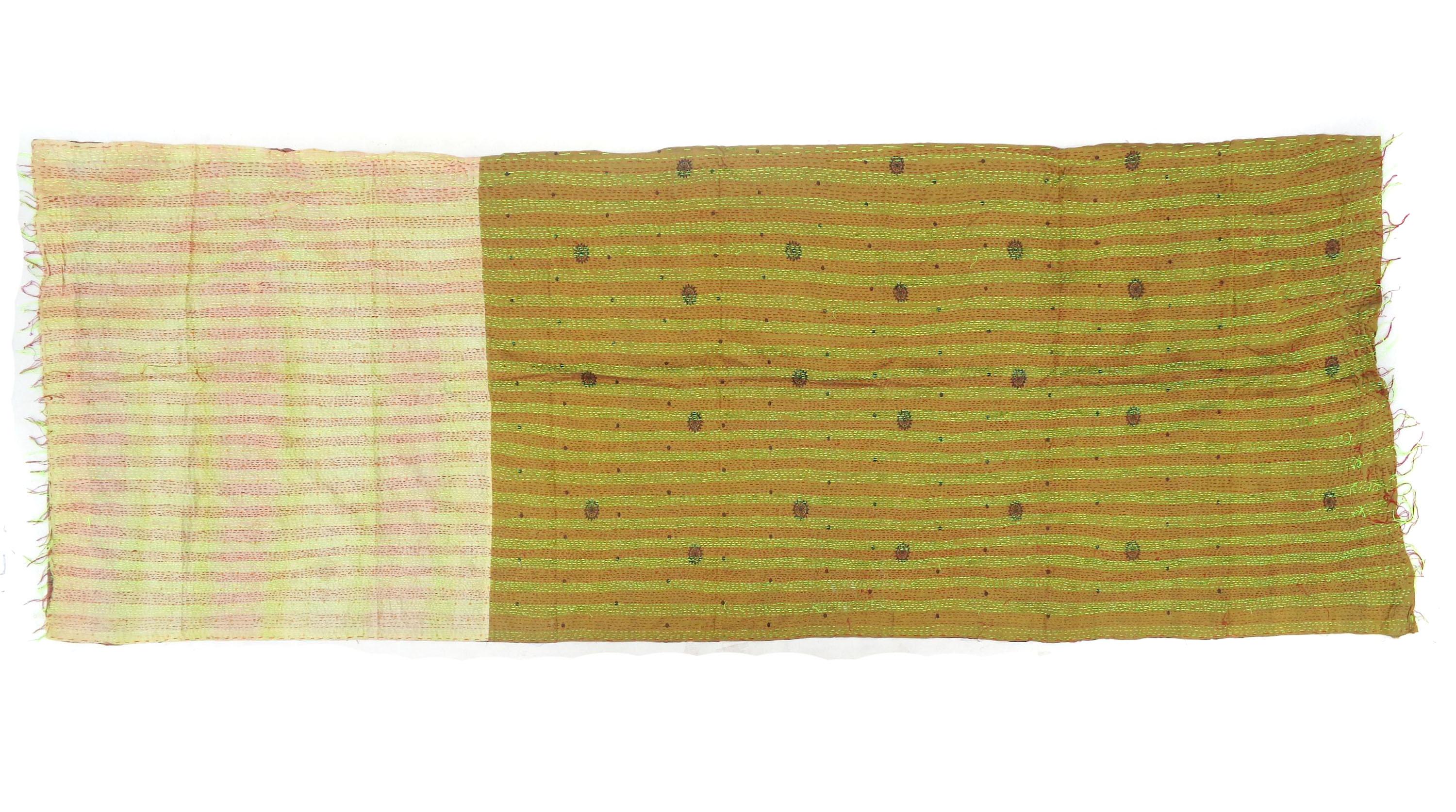 Handmade long Silk Kantha Scarf Neck Wrap Stole Dupatta Stitched Embroidered Scarf Veil Boho KN19