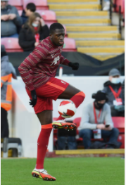 Ibrahima Konaté in action today against Shrewsbury Town📸