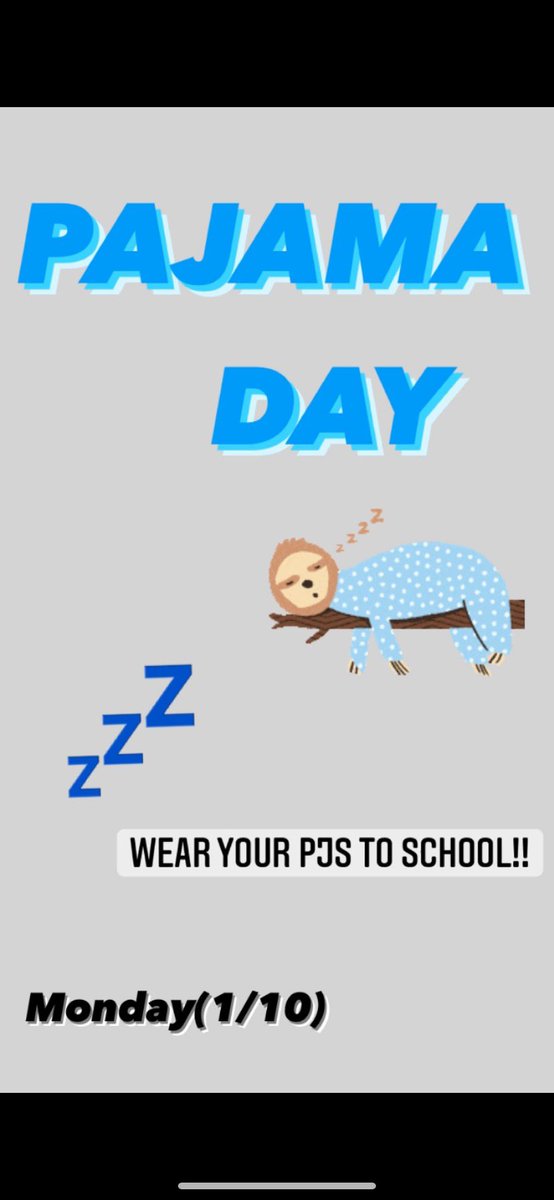 Spirit week starts tomorrow! Wear your PJs!