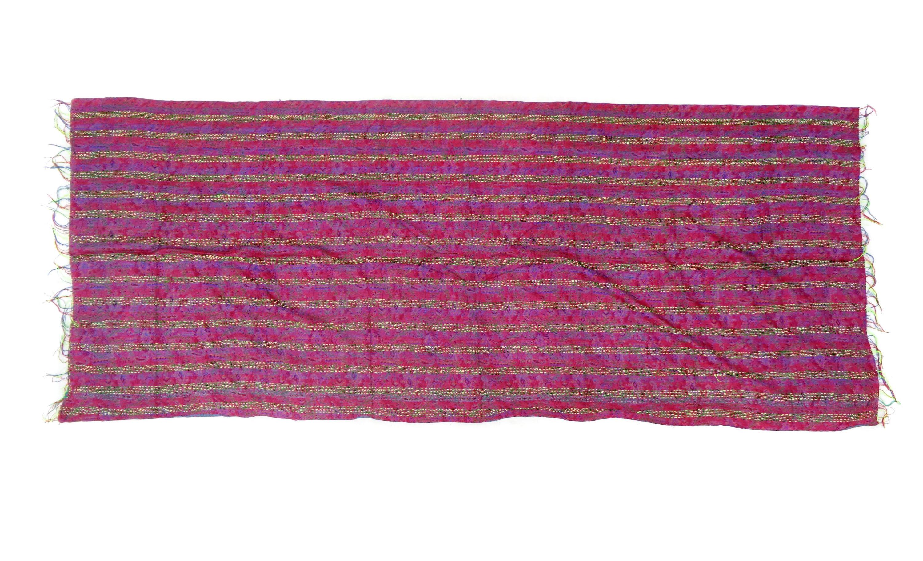 Handmade long Silk Scarf Head Wrap Stole veil Kantha Embroidered Scarf Veil Boho Scarves KN14