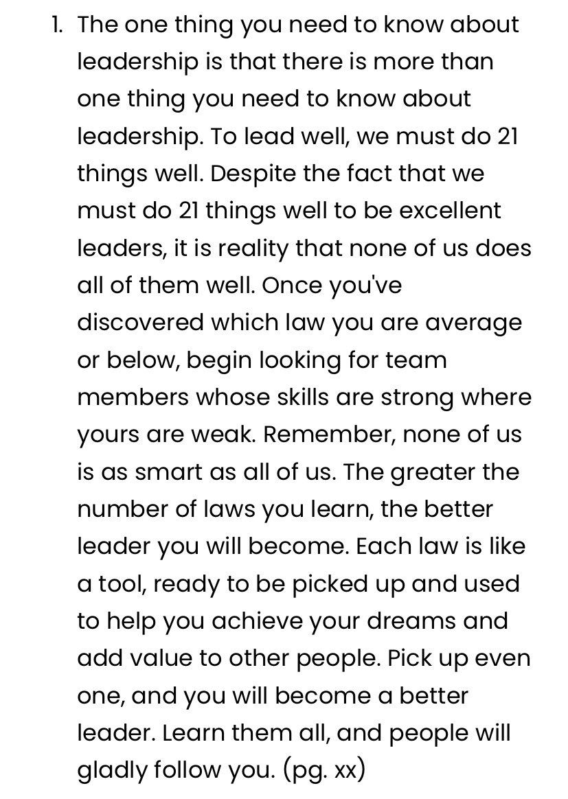 justinwmcmillan's tweet photo. Your leadership ability - for better or for worse - always determines your effectiveness and the potential impact of your organization. Leadership ability is always the lid on personal and organizational effectiveness. (pg. 7) @JohnCMaxwell 3 takeaways…#LawsOfLeadership https://t.co/WbIZTuGKfN