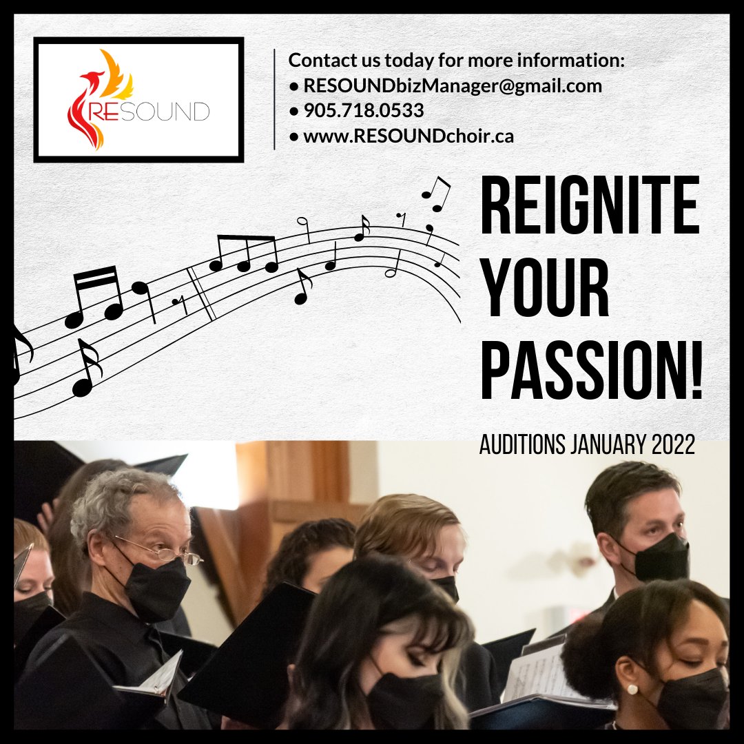 ChoirResound's tweet photo. RESOUND Choir will be holding auditions for new members on January 9 and January 16 virtually. We are very excited about our upcoming semesters! For more information please contact us at resoundbizmanager@gmail.com or visit our website at https://t.co/m3c8BelTEL. https://t.co/17EIprCebc