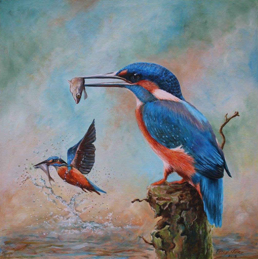 ArtofTonyNero's tweet photo. This one, from four years ago. Done for The Stibbington Centre and was placed in the gardens by the pond #kingfishers #painting #Stibbington https://t.co/lk06QayGbE