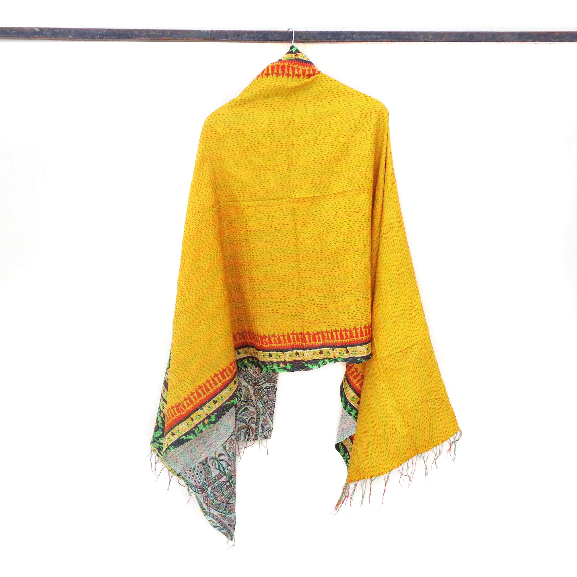 Silk Kantha Scarf Vintage Neck Wrap Stole Dupatta Hand Quilted Women Gypsy  KN11