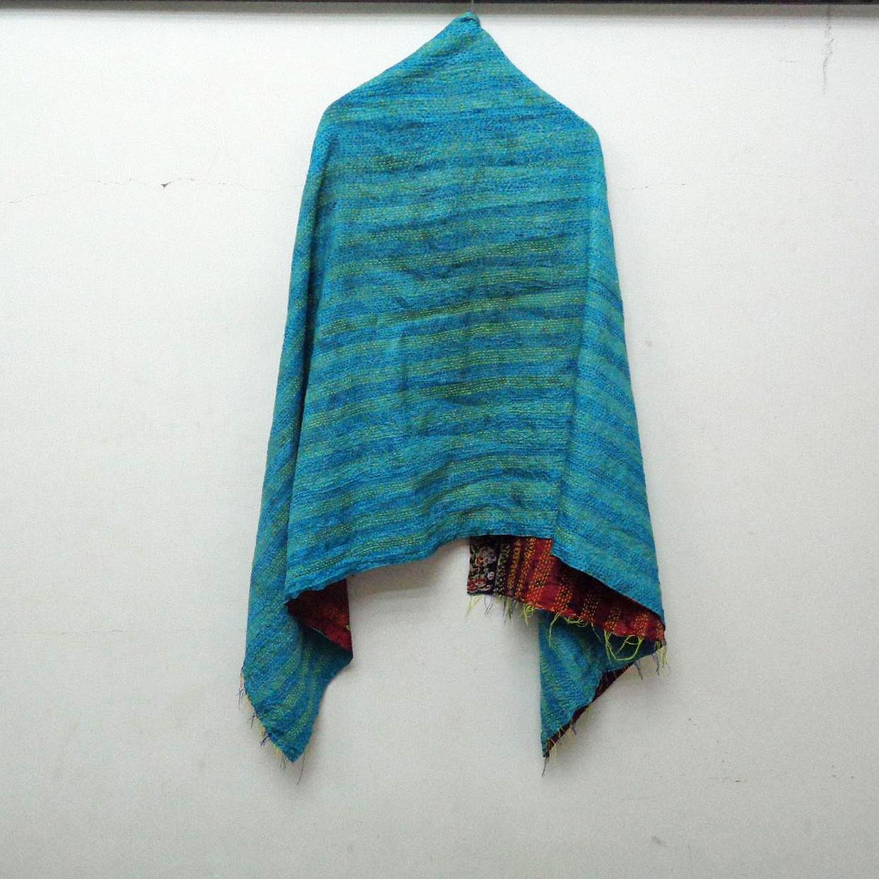 Handmade long Silk Kantha Scarf Head Wrap Stole veil Hand Quilted Women Bandanas headband KF27