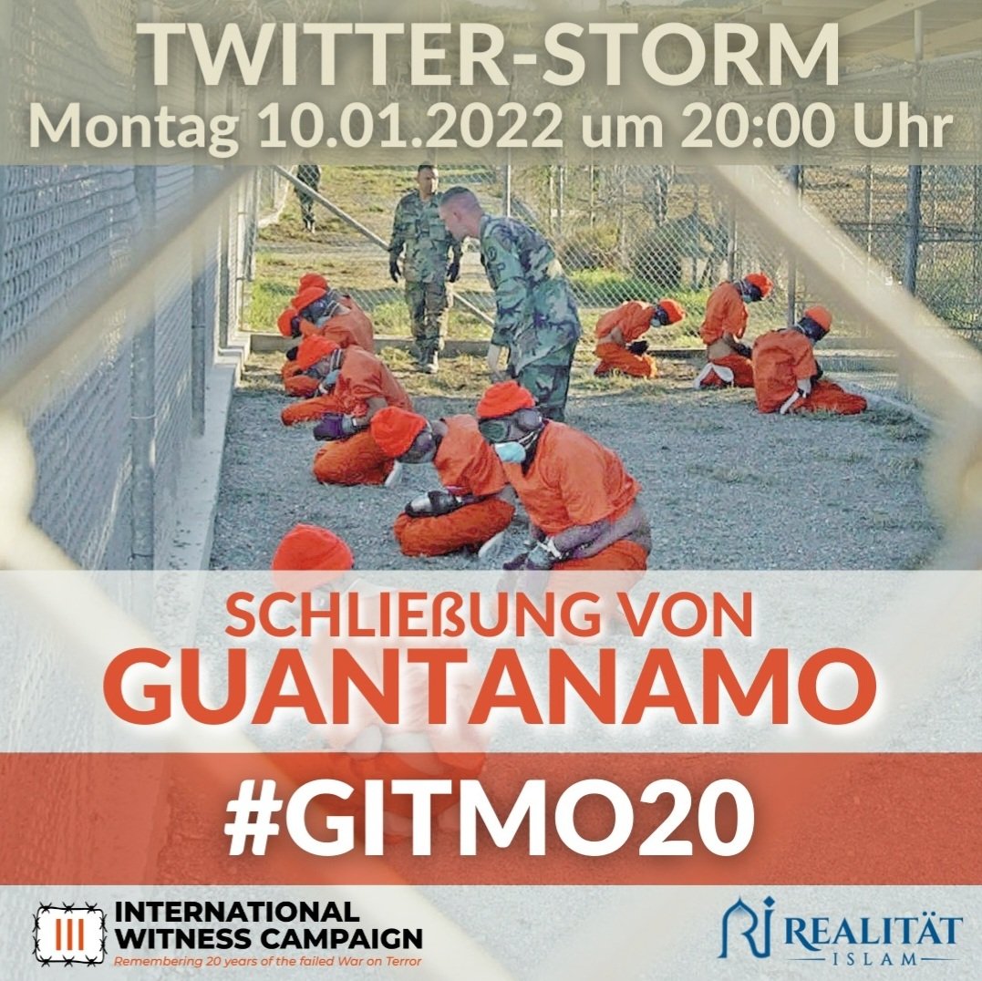 Dieser Twitter-Strom wurde von dem Netzwerk CAGE (geleitet von Moazzam Begg der bis 2005 unschuldig in Guantanamo inhaftiert war) organisiert, um das 20-jährige Bestehen des berüchtigten Gefängnisses Guantanamo bay aufzuzeigen und die Schließung zu fordern. 

#GITMO20