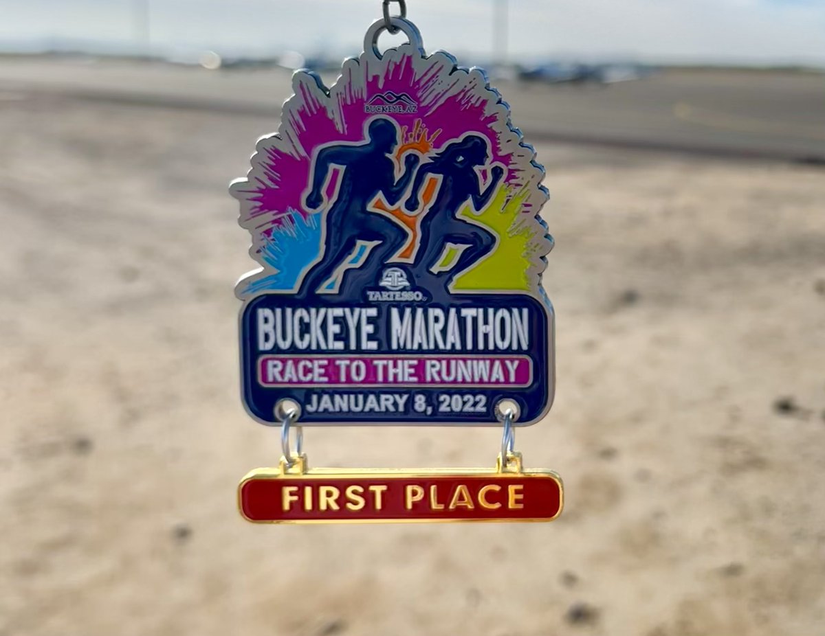 26.2 ✅ Running the #BuckeyeMarathon yesterday was so much fun! I was so relieved my toenails didn’t give me trouble. It ended up being my fastest marathon and finished in 1st place in my AG ☺️🙌🏼 26.2x8✔️ #RunHappy #Arizona #Marathon #Run #MarathonFinisher