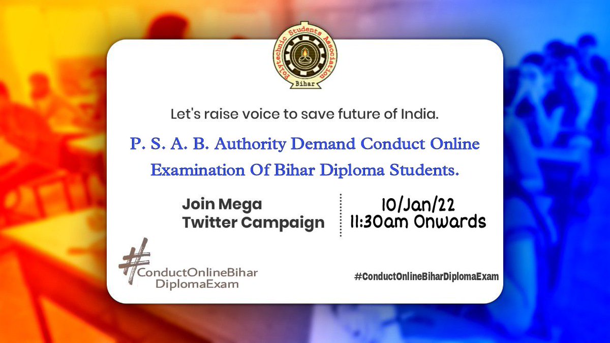TSYPIndia's tweet photo. रख हौसला वो मंजर भी आएगा।।
प्यासे के पास चल कर समंदर भी आएगा ।
थक कर ना बैठ ए मंजिल के मुसाफिर ।
मंजिल भी मिलेगी और मंजिल मिलने का मजा भी आएगा ।।
Join Mega Twitter Campaign at 11:30am Onwards On 10/01/22..
#ConductOnlineBiharDiplomaExam https://t.co/2GXqNQE2NM