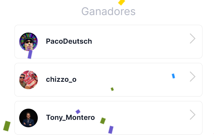 Ganadores <a href="/mintlayer/">Mintlayer</a>
 
Los 3 Ganadores de los 100 USDT son:

1⃣ <a href="/PacoDeutsch/">@PacoDeutsch</a>
2⃣ <a href="/chizzo_o/">Nico_E</a>
3⃣ <a href="/Tony_Montero/">Tony Montero</a> 

Enhorabuena!! 🙌😁