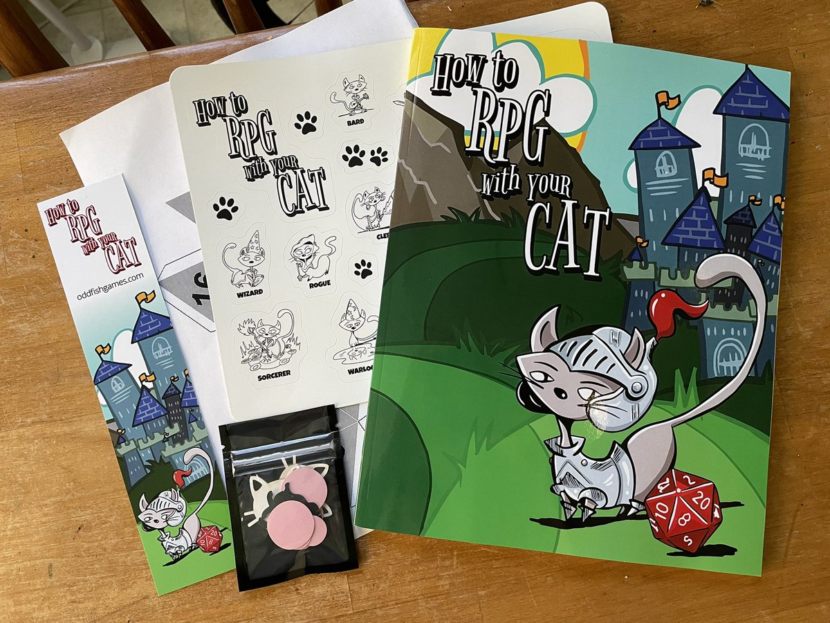 This fantastic little game showed up today, Whiskers and I are excitedly looking forward to the fun! <a href="/How2RPGcat/">How to RPG with Your Cat</a>  #ttrpg