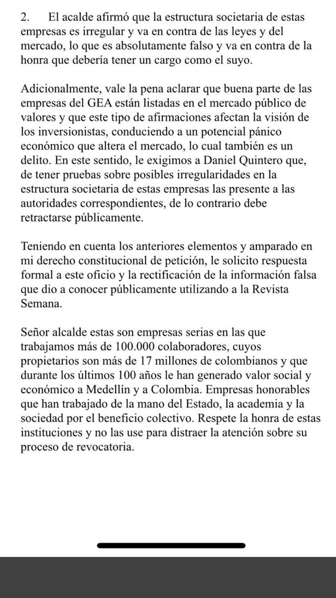 Medellín, 9 de enero de 2022
Asunto: Derecho de Petición
Destinatario: Daniel Quintero, alcalde de Medellín 
<a href="/QuinteroCalle/">Daniel Quintero 🇨🇴</a>
 
<a href="/AlcaldiadeMed/">Alcaldía de Medellín</a>
 
Copia: Margarita Cabello, procuradora general de la nación 
<a href="/PGN_COL/">Procuraduría General de la Nación</a> 

Firma: Juan Esteban Mejía Arango