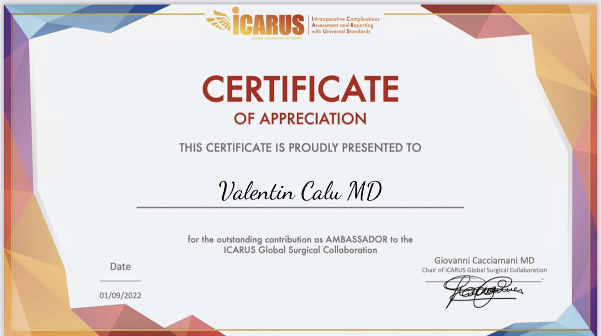 ValentinCalu's tweet image. Thrilled to be involved as @ICARUS_collab #Ambassador for standardizing the assessment of #intraoperative adverse events to create a positive culture of reporting errors in #surgery &amp;amp; #anesthesiology 
@Some4SurgeryIT1 @SoMe4Surgery