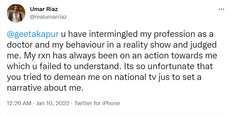 BollySpy's tweet photo. #UmarRiaz Reacts To #GeetaKapur's Allegation #BiggBoss15 #BB15 #BiggBoss https://t.co/qCnJTORBAJ