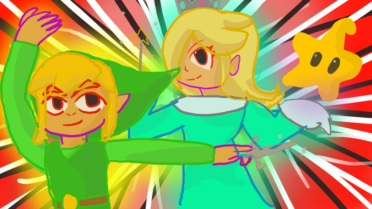 FoundNikki's tweet image. I saw that someone said that there is no fanart of toon link and rosalina so i made some!
 #NintendoSwitch #ssbu