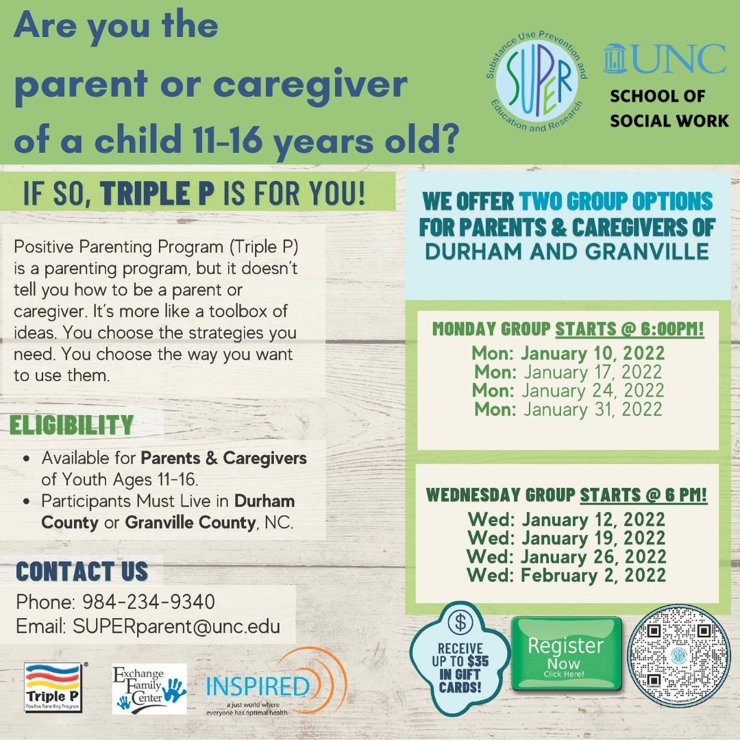 It's not too late to join our Triple P classes this month! Contact us to learn more. #TripleP #positiveparenting #healthyfamily #durhamcountync #granvillecountync