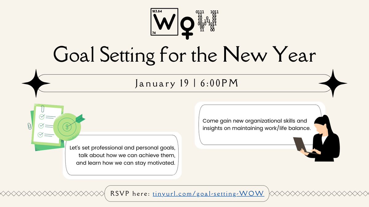 Our next professional development event will be focused on creating goals. Let's be proactive and make 2022 a year of setting and achieving our ambitions! 🗓️

The first 30 attendees can pick up a free organizational planner! RSVP at tinyurl.com/goal-setting-W….