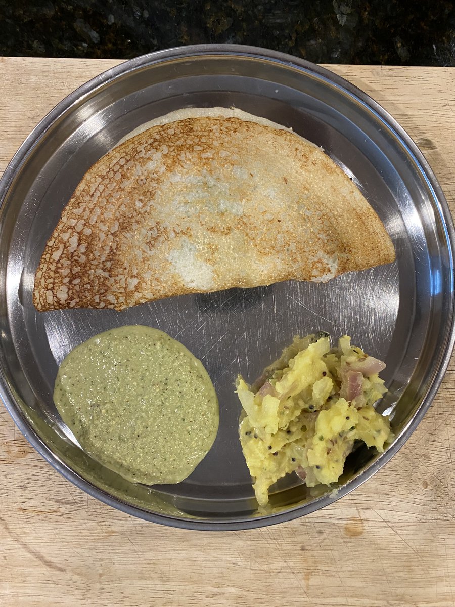 mmahesh1's tweet photo. @Doc_BeTheChange If this is Masala dose, then it is all in fermentation of the dough, type of "thava or griddles", how hot it is as you draw the dose.
If it is #instantdose, fermentation is not needed, but still #thava is key. Will post protocols & process for Masala dose soon. https://t.co/qw3mkApUZS