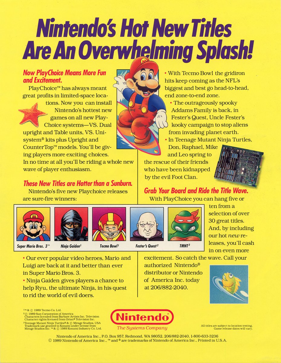 jcmartinezm82's tweet photo. #Nintendo PlayChoice-10 "Catch the Title Wave" - Ad Flyer (1989)

#RetroGaming #RetroGames #RetroGamer #PlayChoice10 https://t.co/WbQ6BgEQgS
