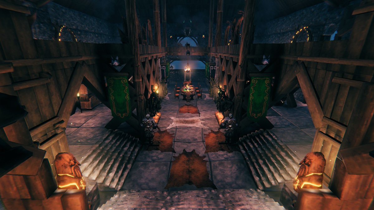 KatelynSchiller's tweet photo. Pandemic Viking date nights. 🛡🍖⛵️@PaulBugallo and I built our dream meadow manor for Baldr. #Valheim #Valheimdatenights #BuildforBaldr #teamworkmakesthedreamwork https://t.co/jMV0Id8T3M