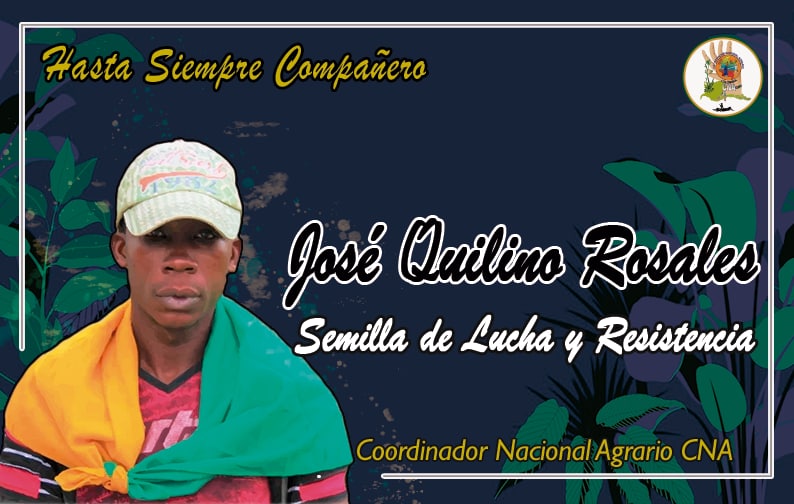 CNA_Colombia's tweet photo. Hasta siempre compañero José Quilino, luchador por la vida digna y la organización de las comunidades. 

Un líder inigualable, que defendió los territorios y aportó en la construcción de este proyecto de país para el campesinado y la clase popular. Semilla de Lucha y Resistencia https://t.co/i729ydeFIo