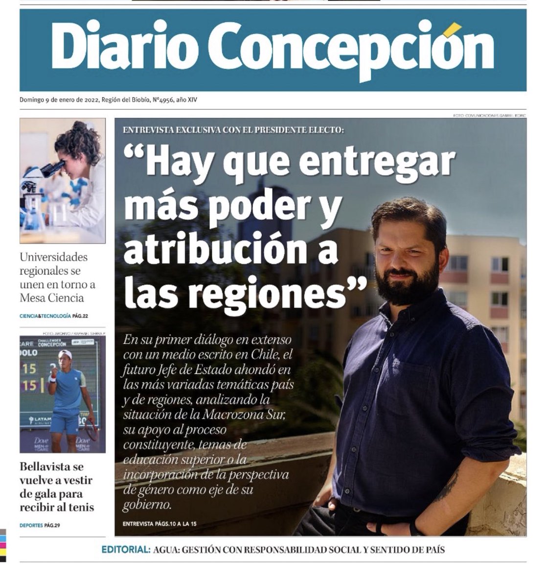 Oscarcrisostomo's tweet photo. 📍”Hay que entregar más poder y atribución a las regiones”. Una clara y contundente declaración del presidente electo @gabrielboric lo que habla de su consecuencia y compromiso con las regiones.
#Regionalizacion
#Ñuble
#MasProgreso
#NoMasCentralismo https://t.co/0CnWwOL4gI