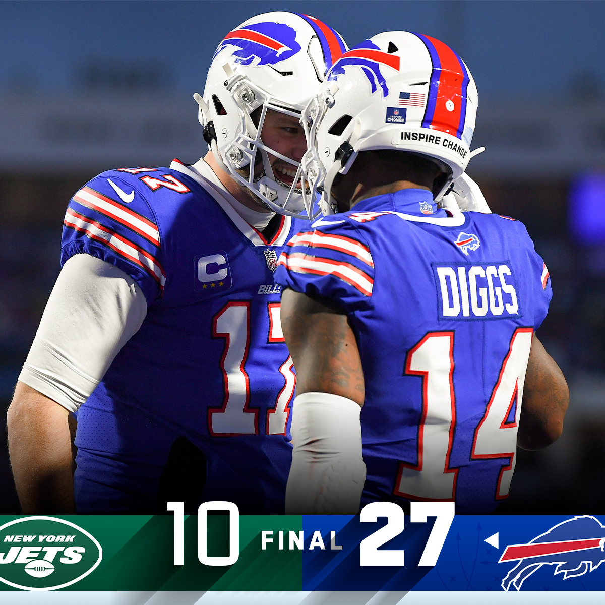 NFL's tweet photo. FINAL: @BuffaloBills clinch their second straight AFC East title! #NYJvsBUF #BillsMafia https://t.co/ZJE7MvTvvQ