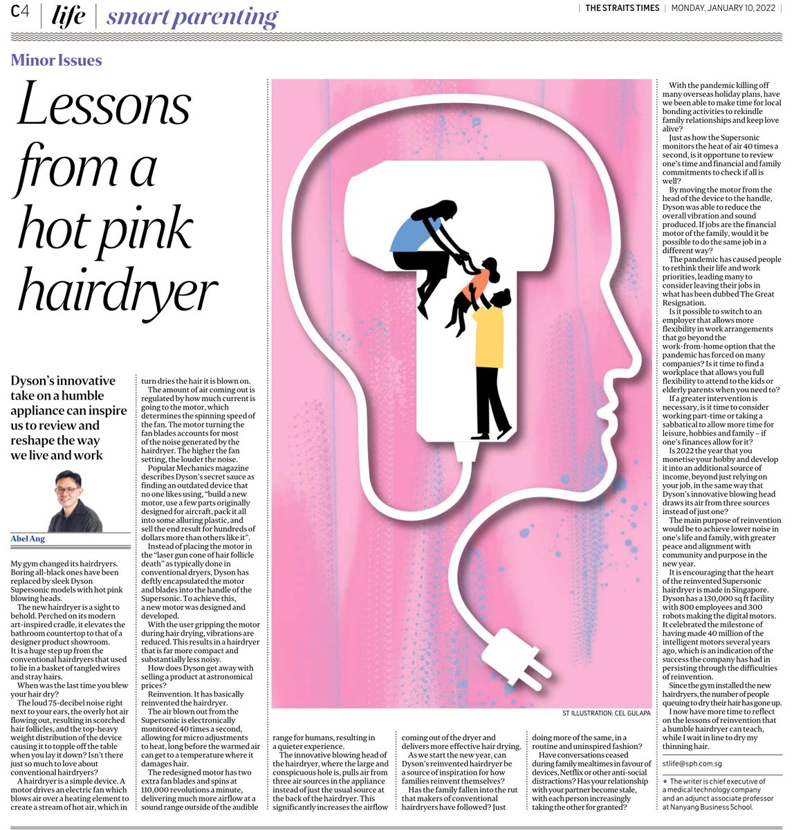 abelang's tweet photo. What lessons can we learn from @dyson's Sexy Supersonic hairdryer? First parenting Op-Ed for 2022 in @straits_times. May 2022 be a year of reinvention for all of us! 💪🏿 #Reinvention #ObjectOfDesire https://t.co/qxzp89VMyy