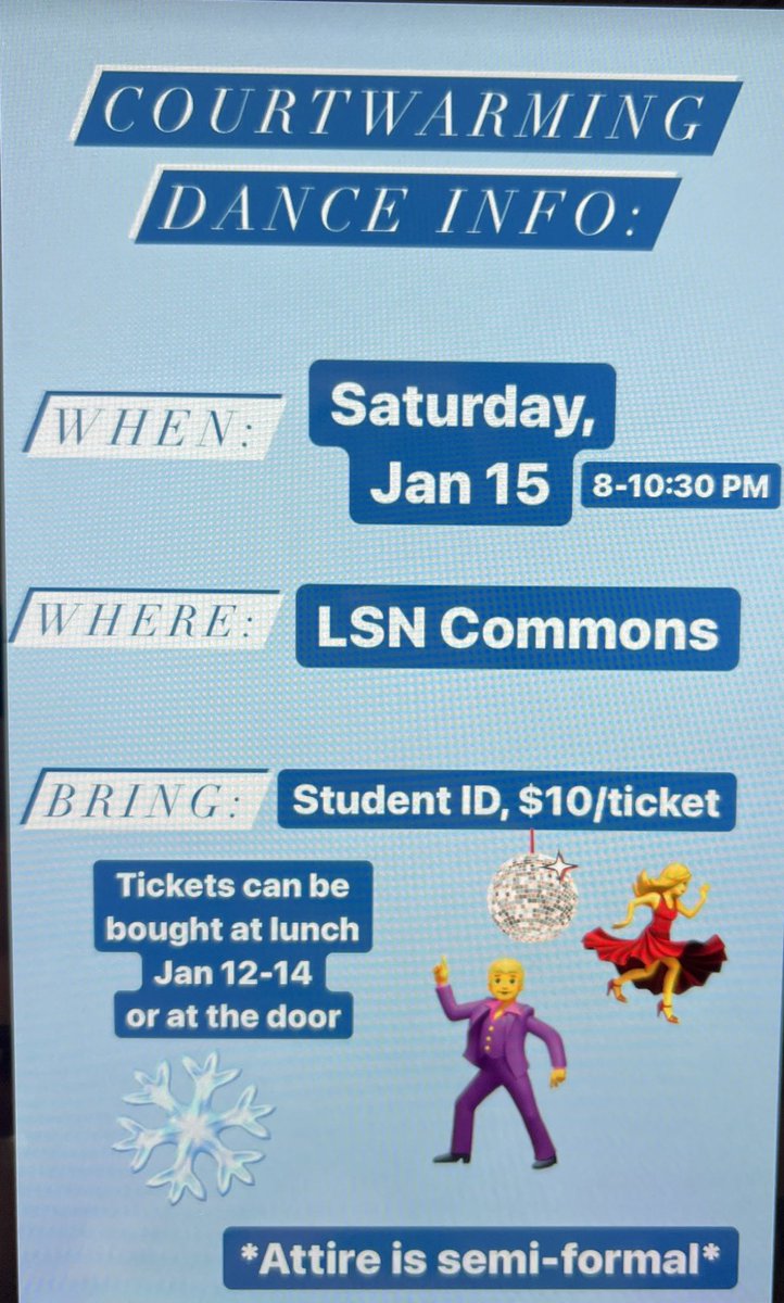 Courtwarming Dance is this coming weekend!