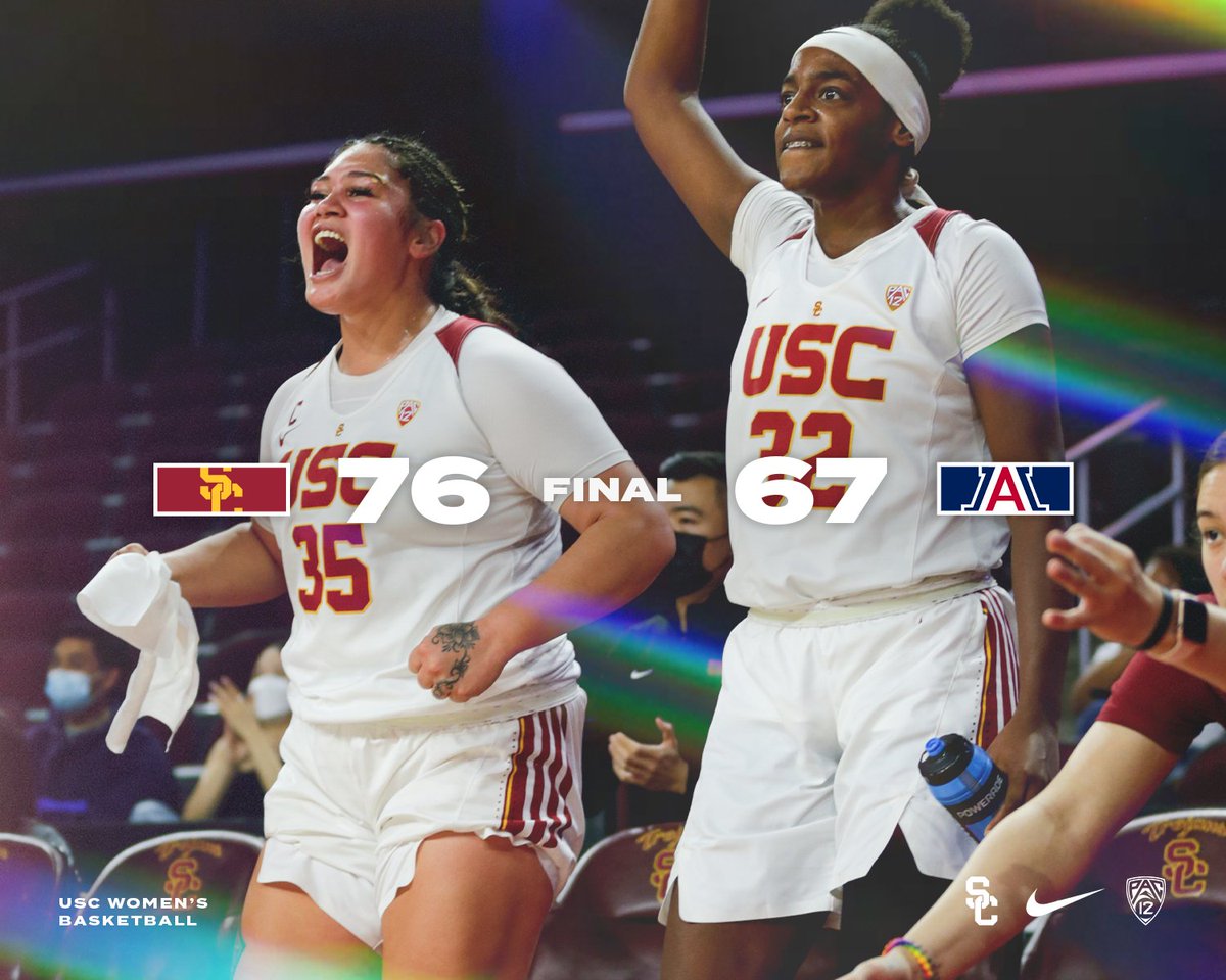 USCWBB's tweet photo. FINAL: USC 76, Arizona 67

Trojans hand the No. 4 Wildcats their first loss of the season!!! https://t.co/izsV7dbx0M