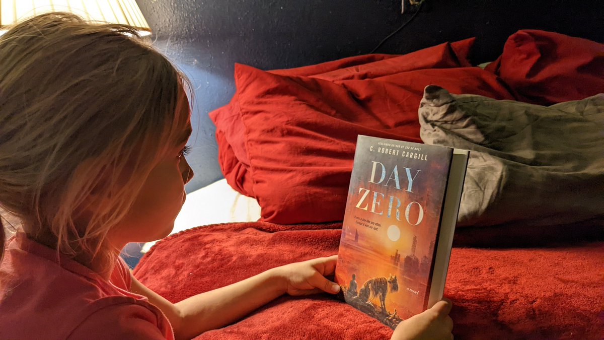 TrevorTrujillo's tweet photo. My daughter, who is not yet an independent reader, pulled this off my bedside to-read stack and said "this looks really good..."
She has good taste.
#DayZero #SeaOfRust #CRobertCargill #Cargill @Massawyrm https://t.co/hJ3GJ1eR7t