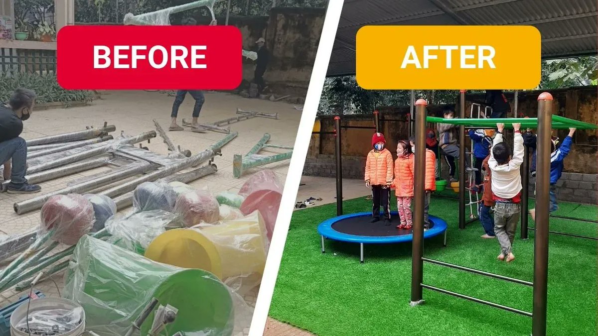 AEA_SE_Asia's tweet photo. #VIETNAM: New year, new #playground! The rural #schools we work with are getting a schoolyard makeover thanks to our partners #TFCF who know how important safe playing spaces are for a child's development.
#MotivationMonday #SDG4 #earlychildhood https://t.co/EtZ0UzCbYc